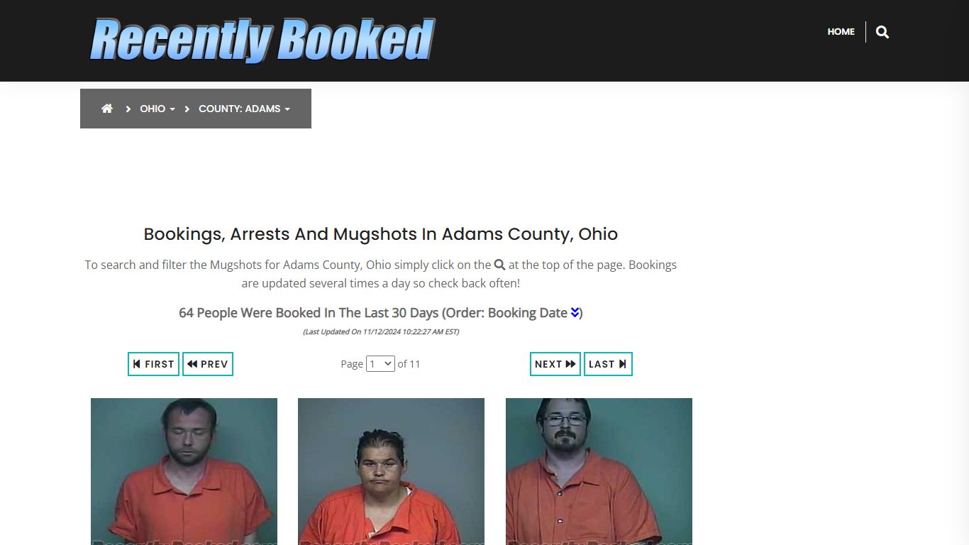 Bookings, Arrests and Mugshots in Adams County, Ohio - Recently Booked